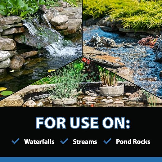 CrystalClear AlgaeOff Pond & Water Garden Scum Cleaner, Waterfall & Rock Slime Remover, String Algae Killer, Green Stain Treatment, EPA Registered Algaecide, Plant, Koi Fish, Bird & Pet Safe, 25 lbs