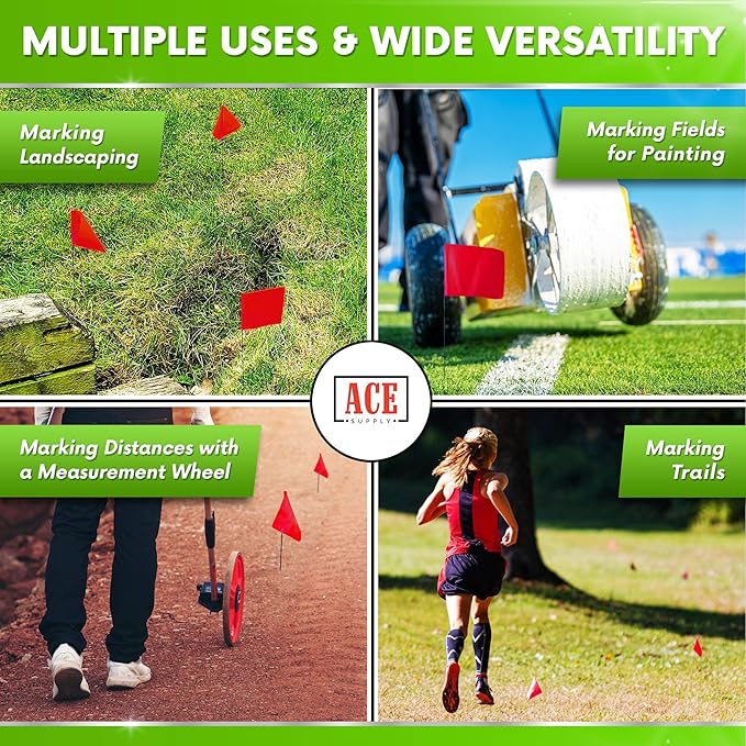 Red Marking Flags 100 Pack - 4x5x15 Inch Red Flags for Yard - Markers For Lawn, Irrigation, Landscaping, Survey & Sprinkler Head Marking