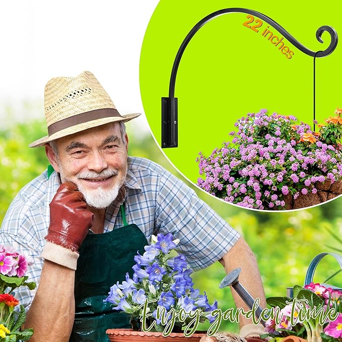 AJART Hanging Plant Hooks｜Plant Bracket Outdoor - Thicker More Durable Rust-Resistant, Heavy Duty Plant Bracket Outdoor (1 PC, 22")