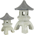 Design Toscano NG999870 Asian Decor Pagoda Lantern Outdoor Statue, Large and Medium, Two-tone stone