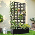 Metal Raised Garden Bed, Trellis Planters Bed with Drainage Holes for Climbing Plants, Vegetables Outdoor Privacy Screen with Planter Box 73"x35"x16", Black