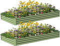 8X4X1ft 2PCS Raised Garden Bed Kit,Galvanized Raised Garden Beds Outdoor,Large Metal Planter Box Steel Kit Flower Herb,Vegetables..Grass Green