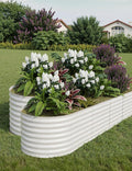 2 Pcs Raised Garden Beds Outdoor 8x2x2ft - Galvanized Steel Planter Box for Vegetables, Flowers, Rust-Resistant Garden Box, Easy Assembly Raised Beds, Durable Planters for Outdoor Plants, Beige