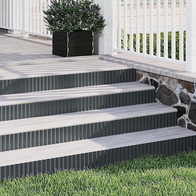 Metal Garden Edging Border, Corrugated Steel Landscaping, DIY for Lawn (Black, 8 Inch x 10FT)