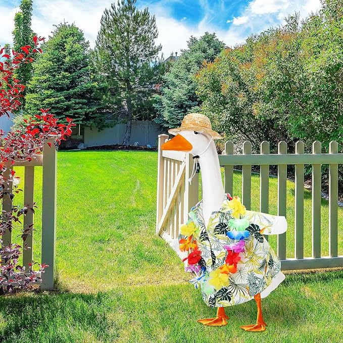Goose Outfit Lawn Goose Porch Clothing Outfits for Yard Summer Luau 23'' Lawn Outdoor Decoration(Fresh Style)