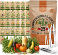 Organo Republic 25 Summer Vegetable & Herb Garden Seeds Variety Pack - 6,820+ Non-GMO Heirloom Veggie & Herb Seeds for Outdoors & Indoor Home Gardening: Tomato, Okra, Bean, Cucumber, Basil, Rosemary