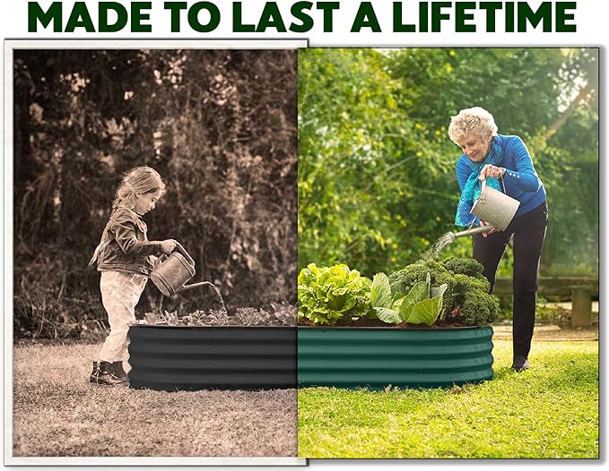 Galvanized Raised Garden Beds Outdoor // 4×2×1 ft Planter Raised Beds for Gardening, Vegetables, Flowers // Large Metal Garden Box (Dark Green) // Patented Tool-Free Design