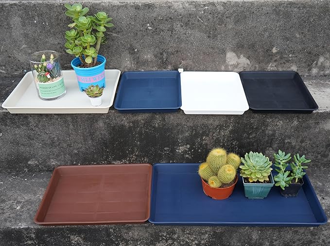2 Pack Plant Growing Nursery 1020 Trays, Plant Saucer Tray, Heavy Sturdy Seed Starting Trays, Plant Saucer for Indoors No Holes, Seed Starter Growing Tray (22"x11.2", Black)