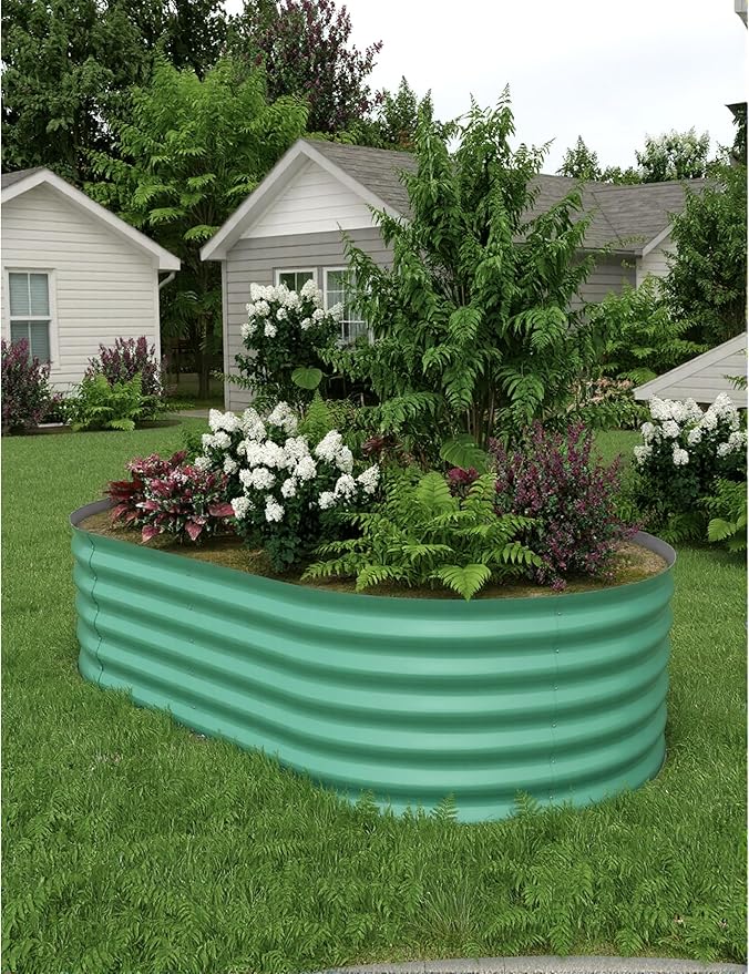 2 Pcs Raised Garden Beds Outdoor 8x4x1.5ft - Galvanized Steel Planter Box for Vegetables, Flowers, Rust-Resistant Garden Box, Easy Assembly Raised Beds, Durable Planters for Outdoor Plants, Green