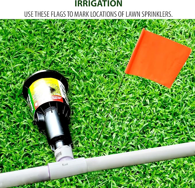 Fluorescent Orange Marking Flags 1000 Pack - 4x5x15 Inch Bulk Yard Flags - Markers For Lawn, Irrigation, Landscaping, Survey & Sprinkler Head Marking