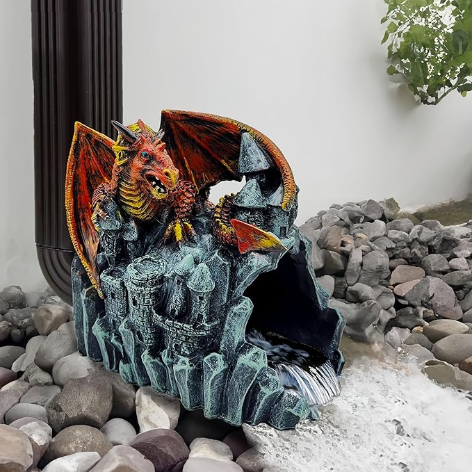 Dragon Statue Gutter Downspout Extender,Garden Outdoor Decor Sculpture,Gutter Diverter Rain, Splash Block,Eco-Friendly Resin, Decorative Gutter Extension Downspout, Ideal for 3"x4" Downspouts