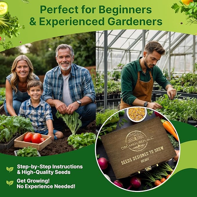 75 Herb & Vegetable Seeds Variety Pack, Garden Seed Starter Kit - Over 47,380 Non-GMO Heirloom Seeds for Planting Vegetables and Herbs Garden Seeds Gift Seed Box with Gardening Supplies, Survival Kit