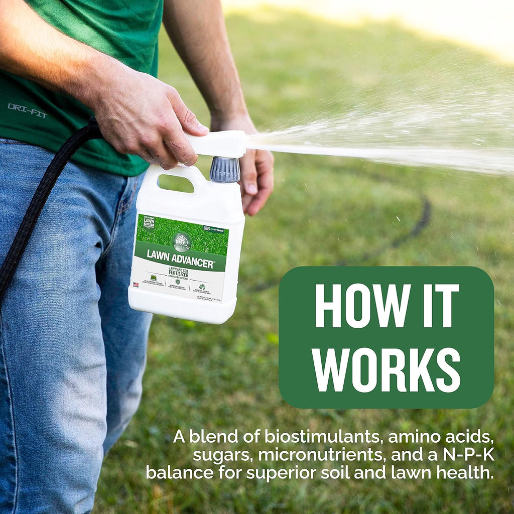 Turf Titan Lawn Advancer – Green Lawn Booster and Lawn Fertilizer (32 oz) – Fast-Acting Hose End Fertilizer Concentrate with Tri-Action Formula – Covers up to 8,000 Sq Ft