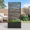 Casaphoria Metal Raised Garden Bed with Trellis, 59"x30"x12" Planter Box for Climbing Plants, Vegetables & Vines, Features Drainage Holes and Privacy Screen (Black-Spring)