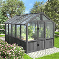 MUPATER 6 x 10 FT Wooden Polycarbonate Greenhouse with Ventilated Window & Lockable Door, Multi-Layer PC Panels for UV Protection, Walk-in Greenhouse Kit for Outdoor, Garden and Backyard, Black