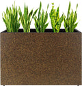 Metal Planter Box Rectangular Planter, 35.5" Lx 10" Wx 28" H Terrazzo Brown Large Planters with Drainage Holes, Galvanized Steel Tall Planters for Patio/Porch