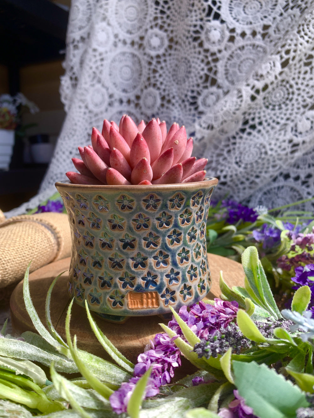 WS0026 Rustic Handmade Clay Planter Pot - Pot rim diameter: 3"