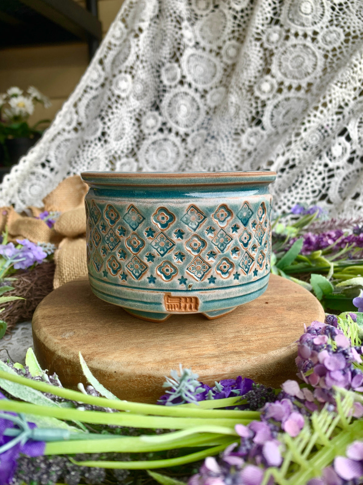 WS0001 Handmade Artisan Pottery Planter Pot - Pot rim diameter: 3.5"