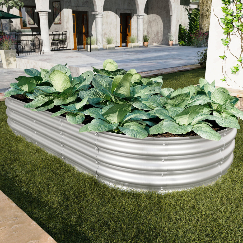 Heavy Duty Galvanized Raised Garden Bed Kit 6x3x1ft Silver