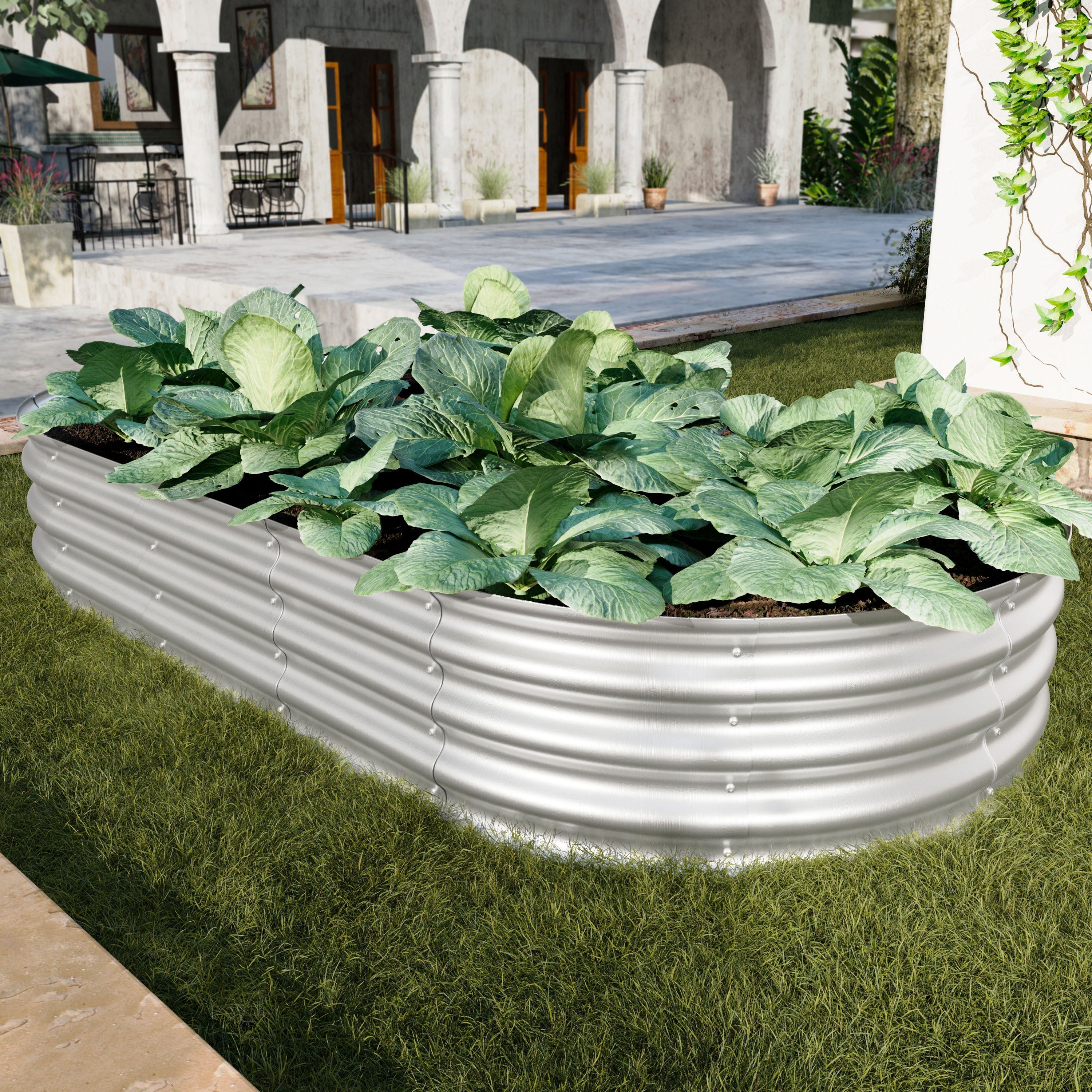 Heavy Duty Galvanized Raised Garden Bed Kit 6x3x1ft Silver