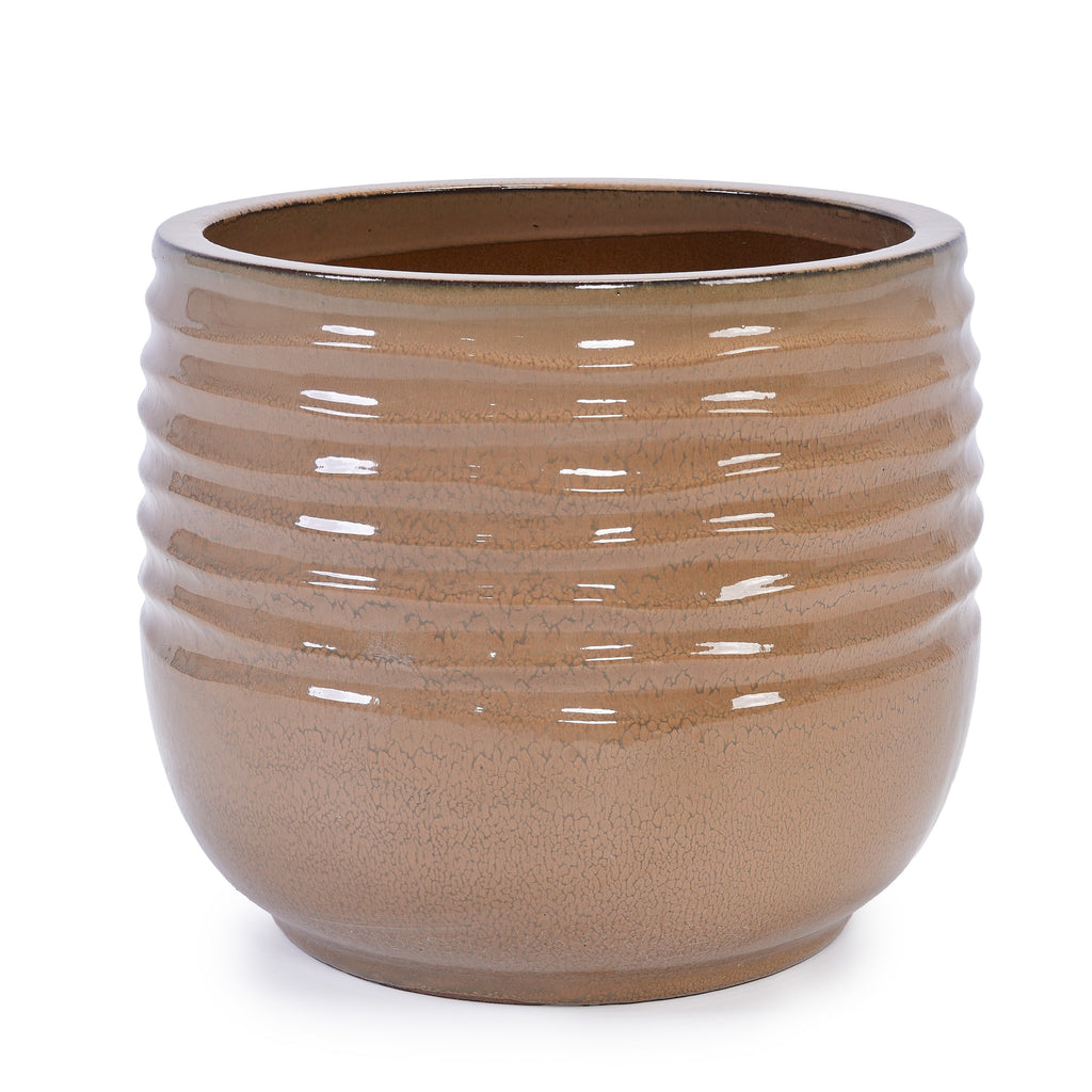 Set of 3 Ceramic Flowerpot, Modern Planter for Patio, Garden, Windowsill - Antique Bronze