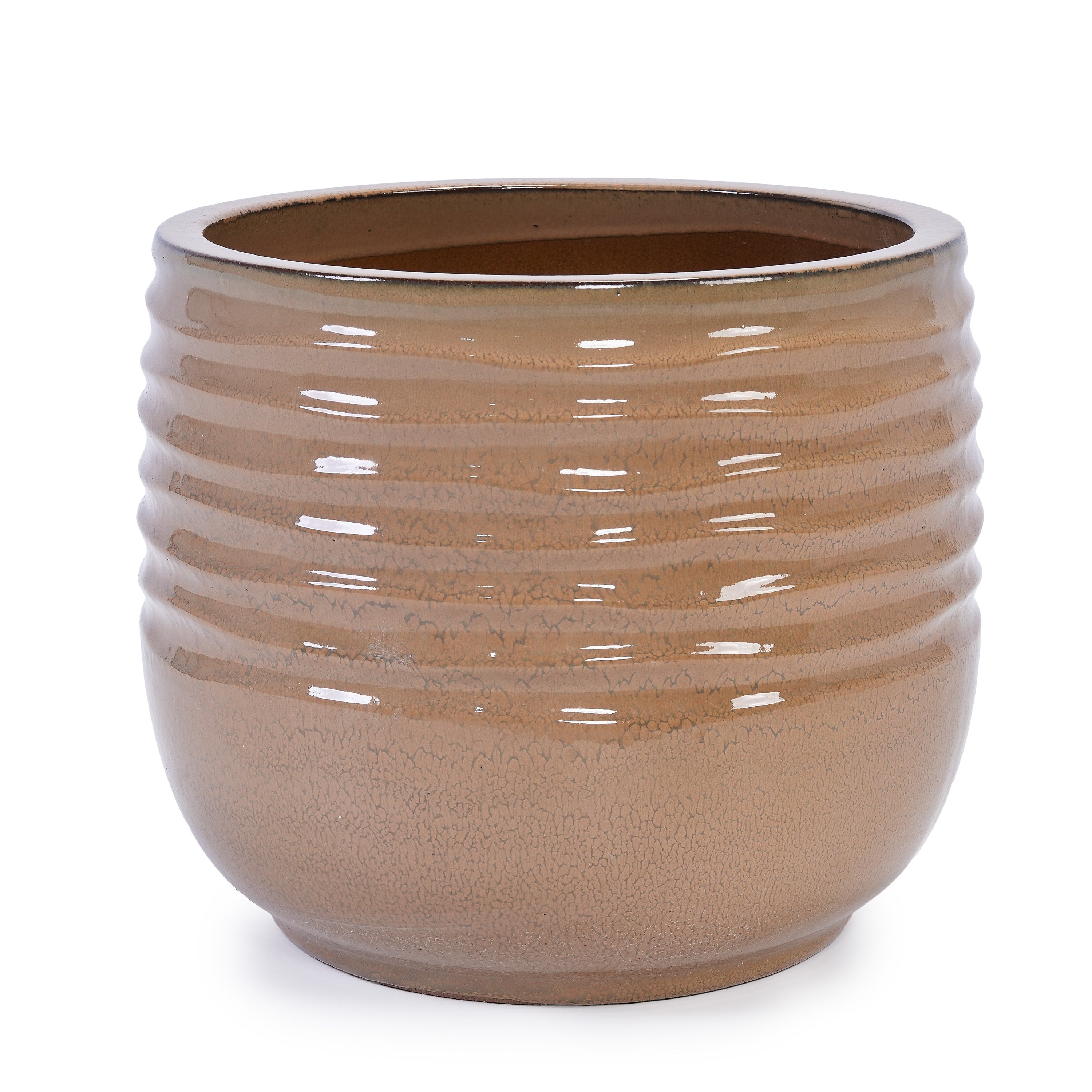 Set of 3 Ceramic Flowerpot, Modern Planter for Patio, Garden, Windowsill - Antique Bronze