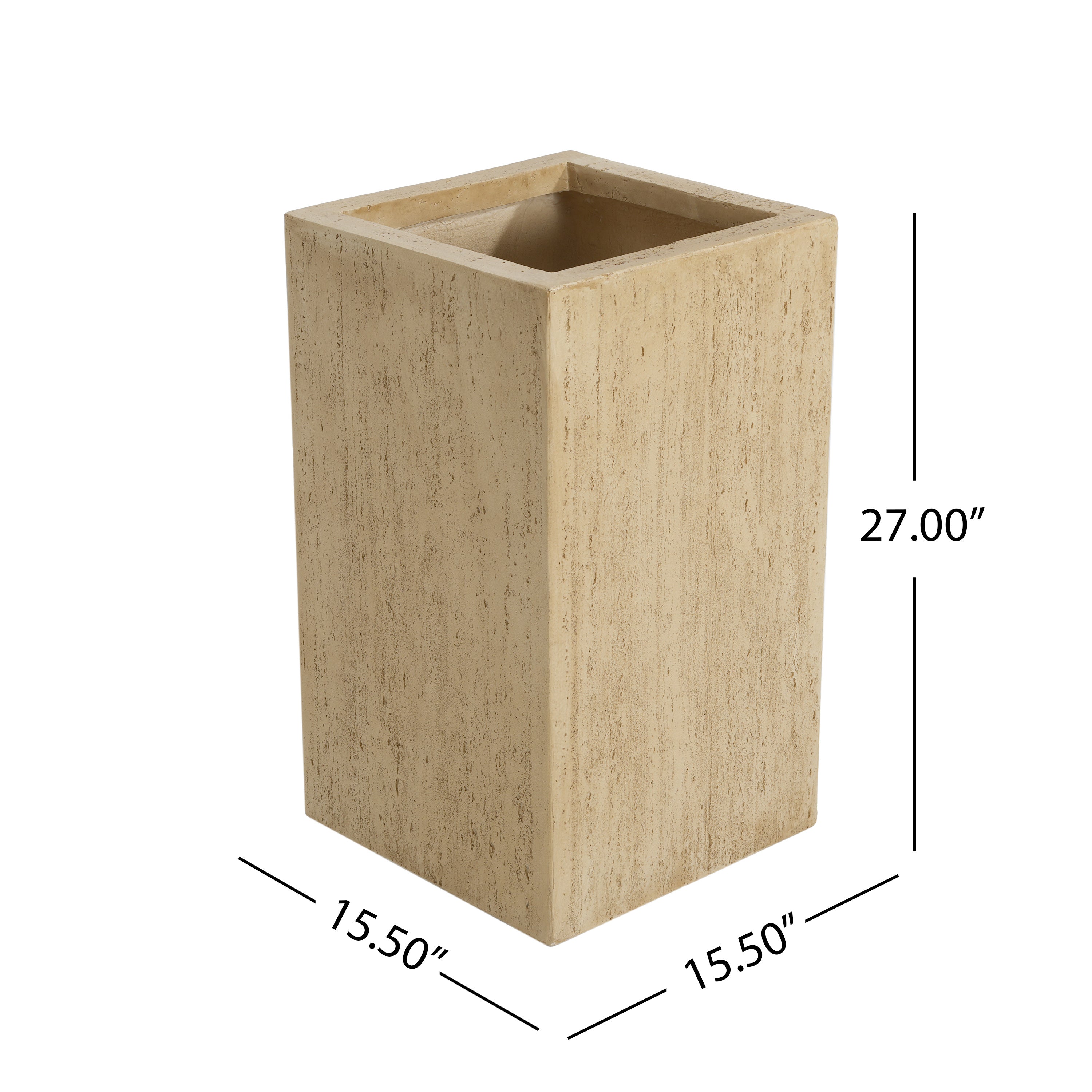 MGO Handmade Planter Box, Travertine Finish, 27''H