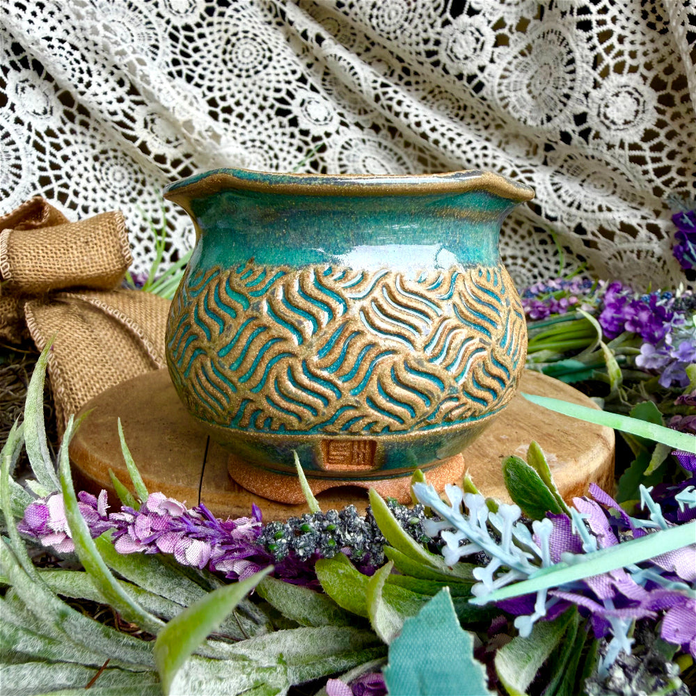 WS-0065 Artisan Made Pottery Plant Pot - Pot Rim Diameter: ~2.4" - Handcrafted