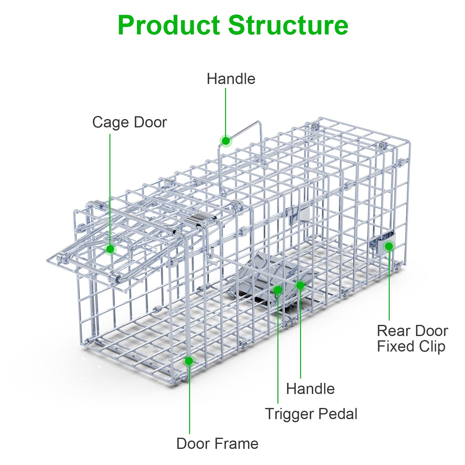 2Pcs Foldable Rat Trap Cage Humane Live Rodent Trap Cage Galvanized Iron Mice Mouse Control Bait Catch with Detachable L Shaped Rod For Kitchen Garden