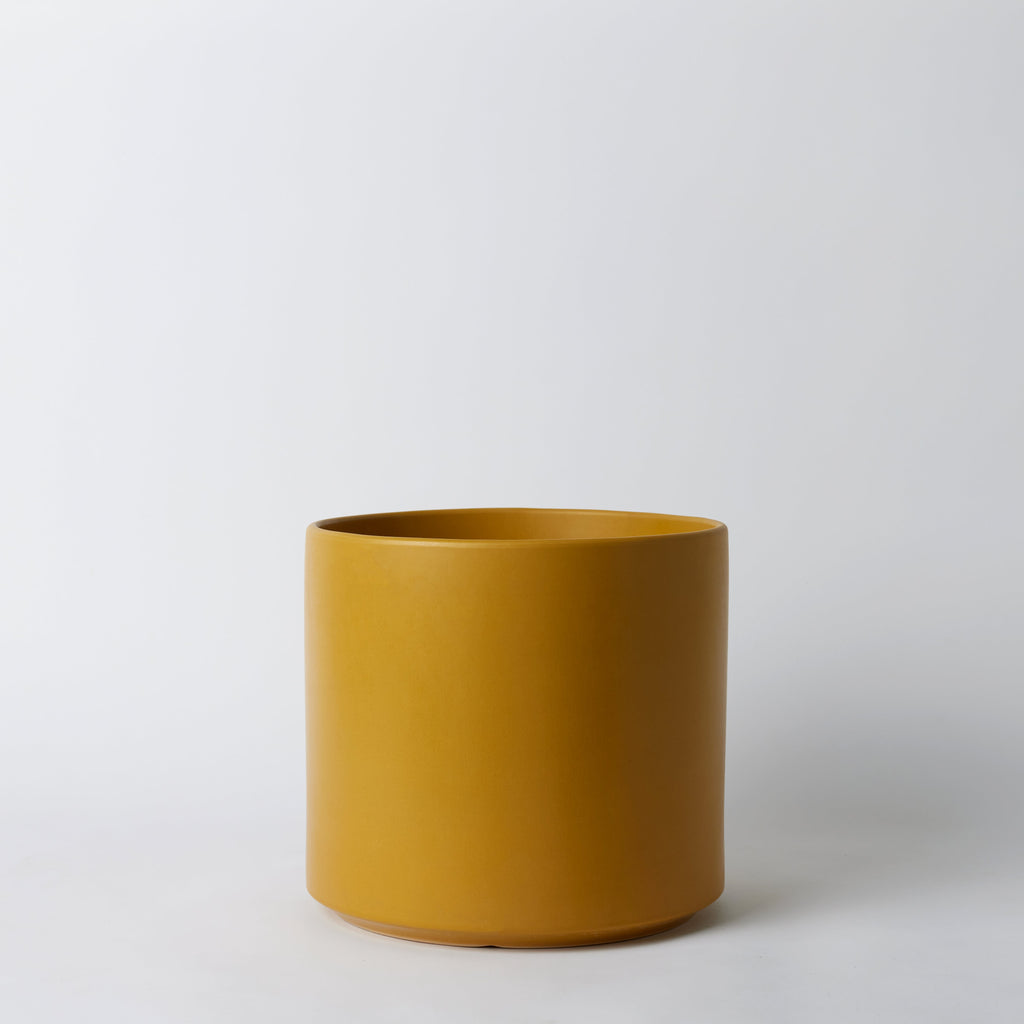 Solid Goods Ceramic Cylinder Planter – With or Without Mahogany Stand
