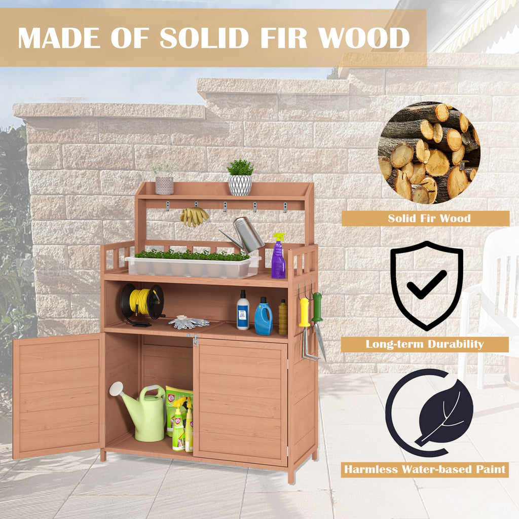 Outdoor Gardening Work Station with Storage Cabinets