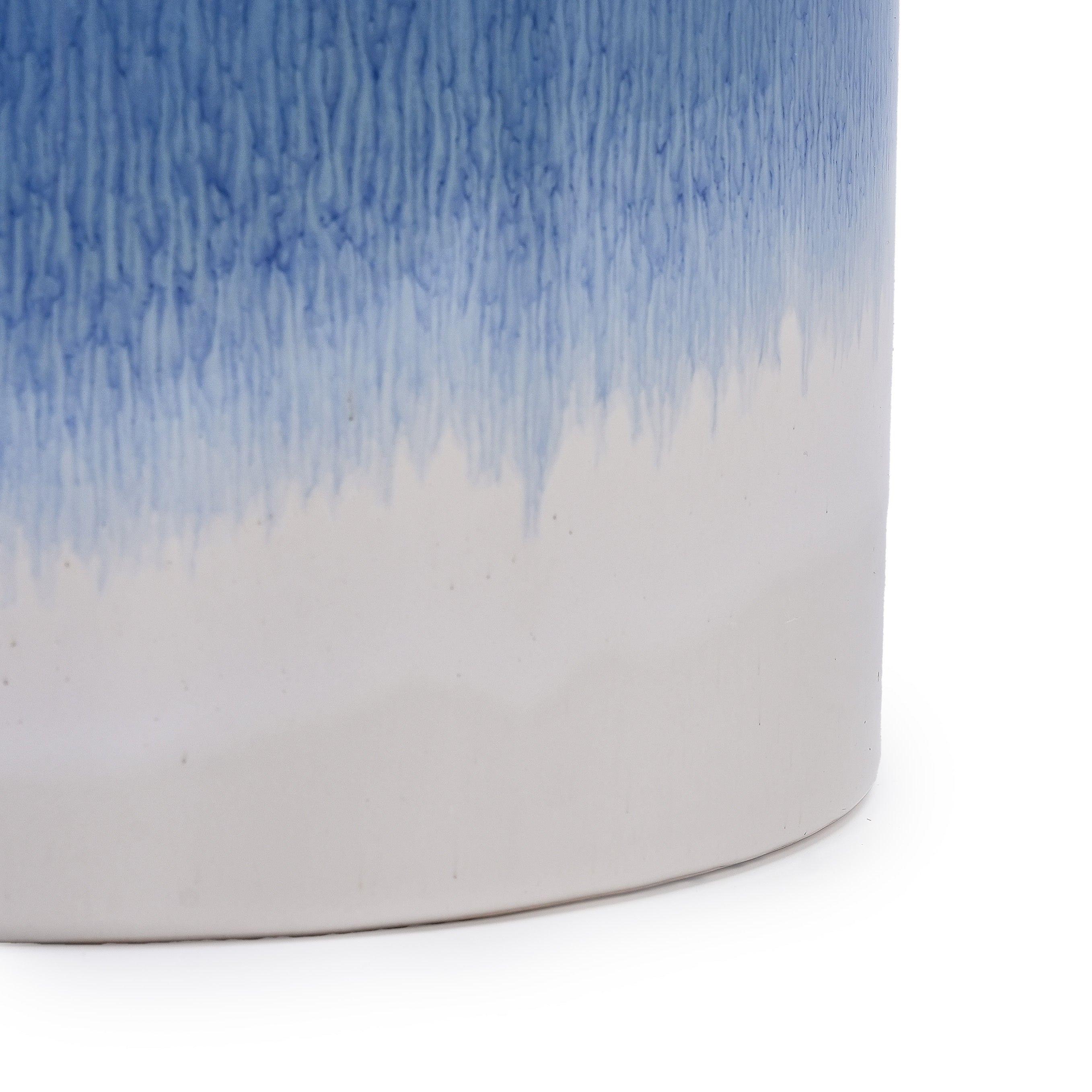 Set of 2 Gradient Ceramic Flowerpot, Modern Planter for Patio, Garden, Windowsill - White Blue