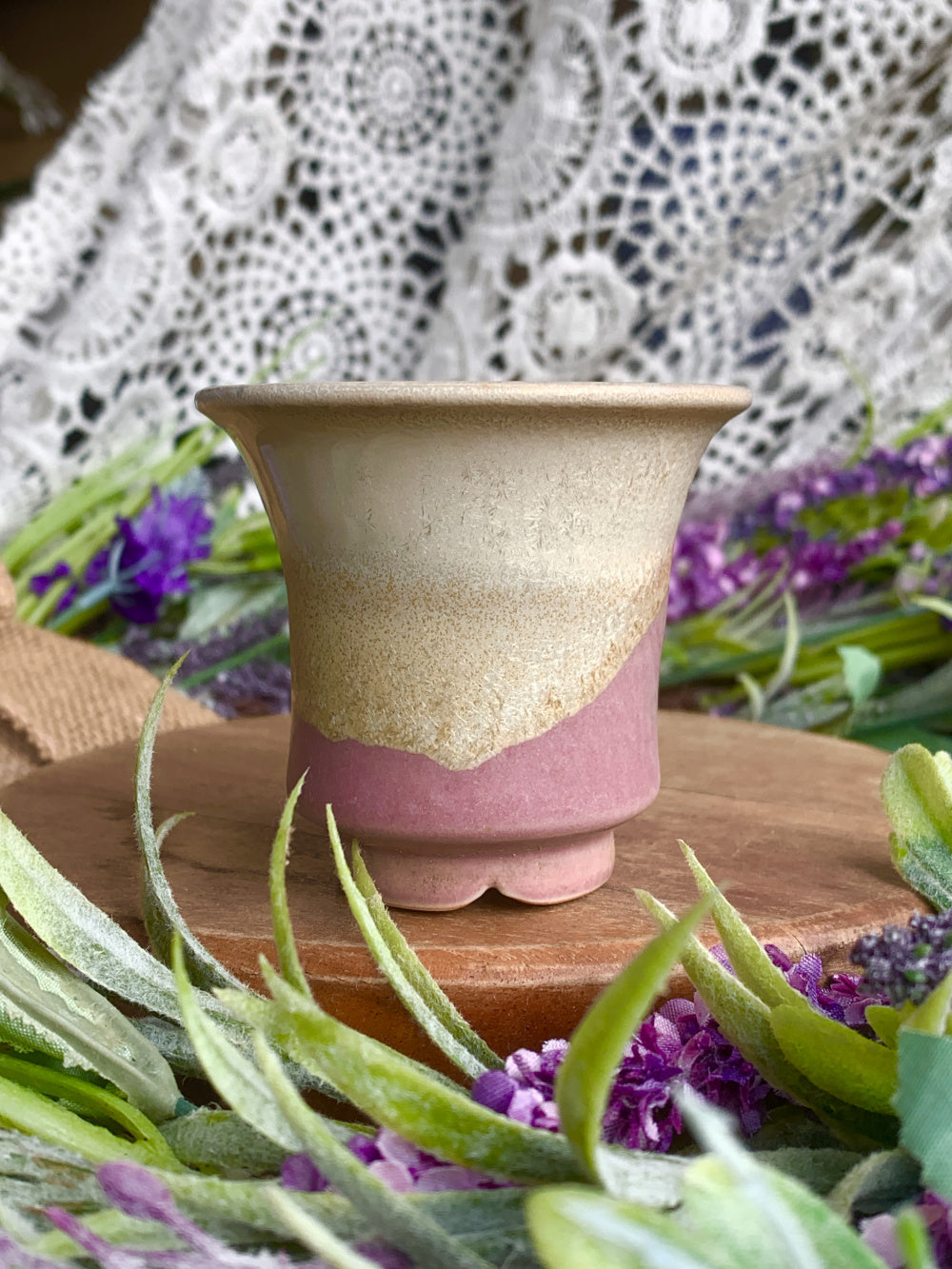 SC-0019 Rustic Handmade Clay Planter Pot - Pot Rim Diameter: 1.9"
