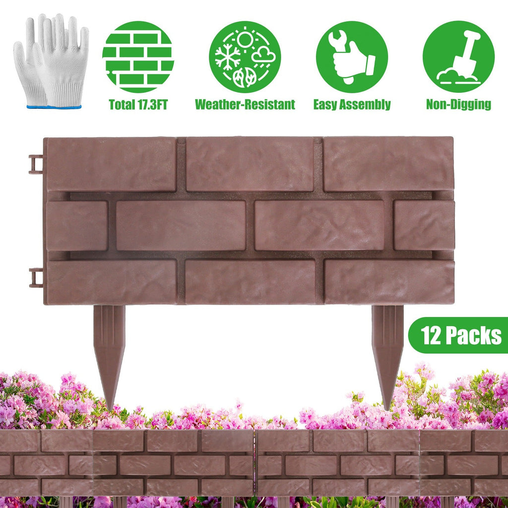 Garden Border Edging Panels 12-Pack with Rotatable Connectors