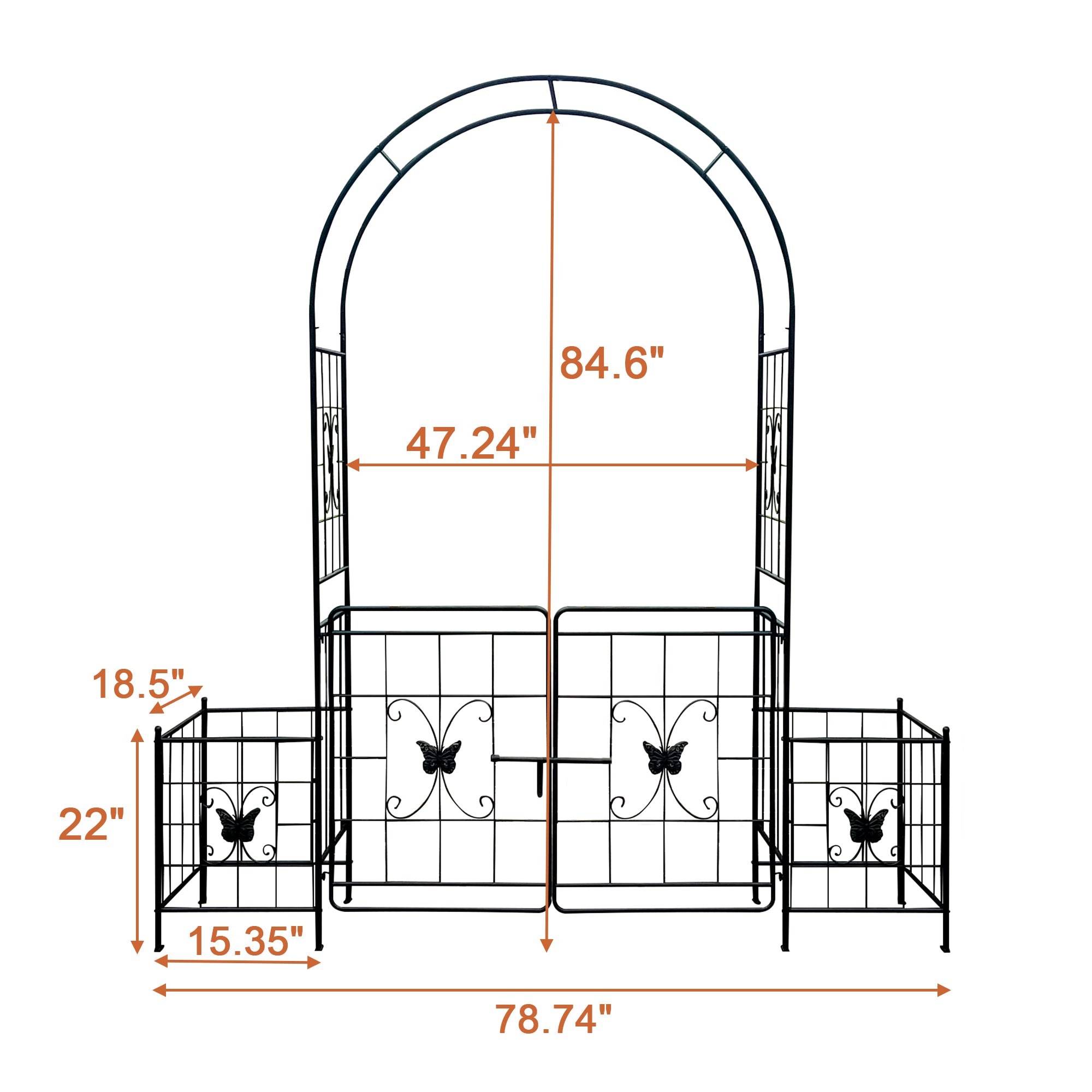 Garden Arch Arbor Trellis for Climbing Plants with Gate