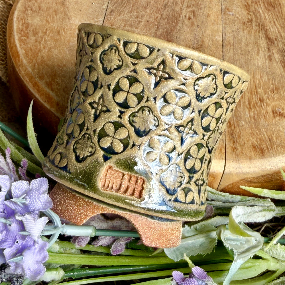 WS-0043 Rustic Handmade Clay Planter Pot - Pot rim diameter: 1.8"