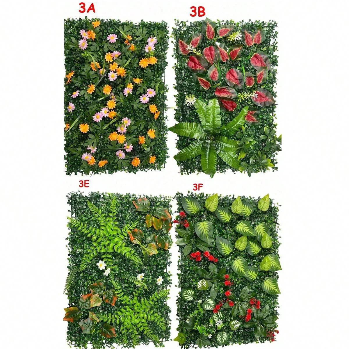 Artificial Grass Wall Panel with Flowers Artificial Plant Privacy Hedge Screen Grass Backdrop Greenery Wall Indoor Home Decratio