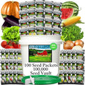 100 Seed Packets, 50 Varieties: Ultimate Seed Vault for Home Food Security & Abundant Gardens by B&KM Farms