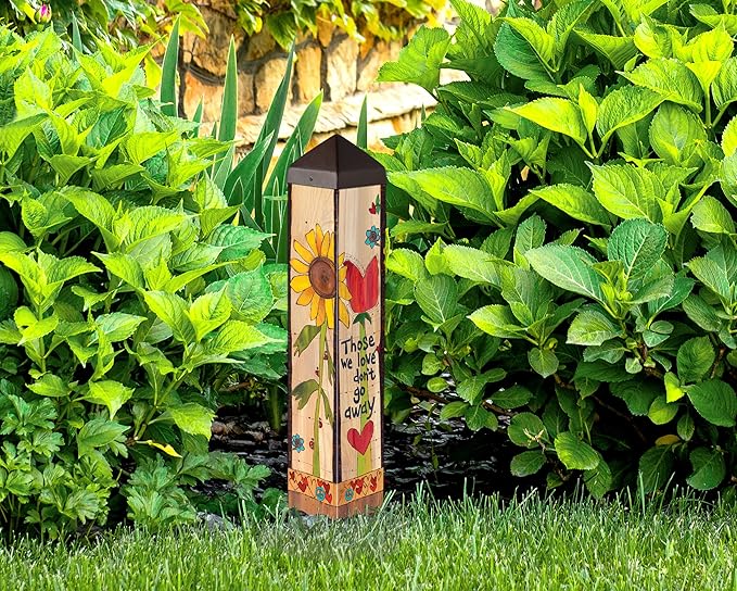 Studio M Art Pole, PVC Weather Resistant Pole with Vinyl Bowl 20 inches Tall Outdoor Decoration for Gardens, Patios, Yards, Landscaping and Birding Accessories, Those We Love Don't Go Away