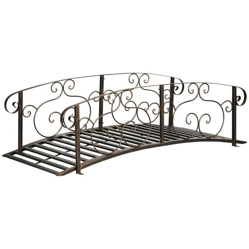 Outdoor Vintage Bronze 6-ft Garden Bridge with Side-Rails