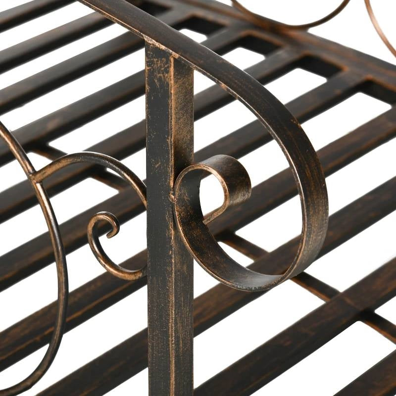 Outdoor Vintage Bronze 6-ft Garden Bridge with Side-Rails