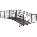 Outdoor Black Metal Arch 8-ft Garden Bridge with Safety Side Rails
