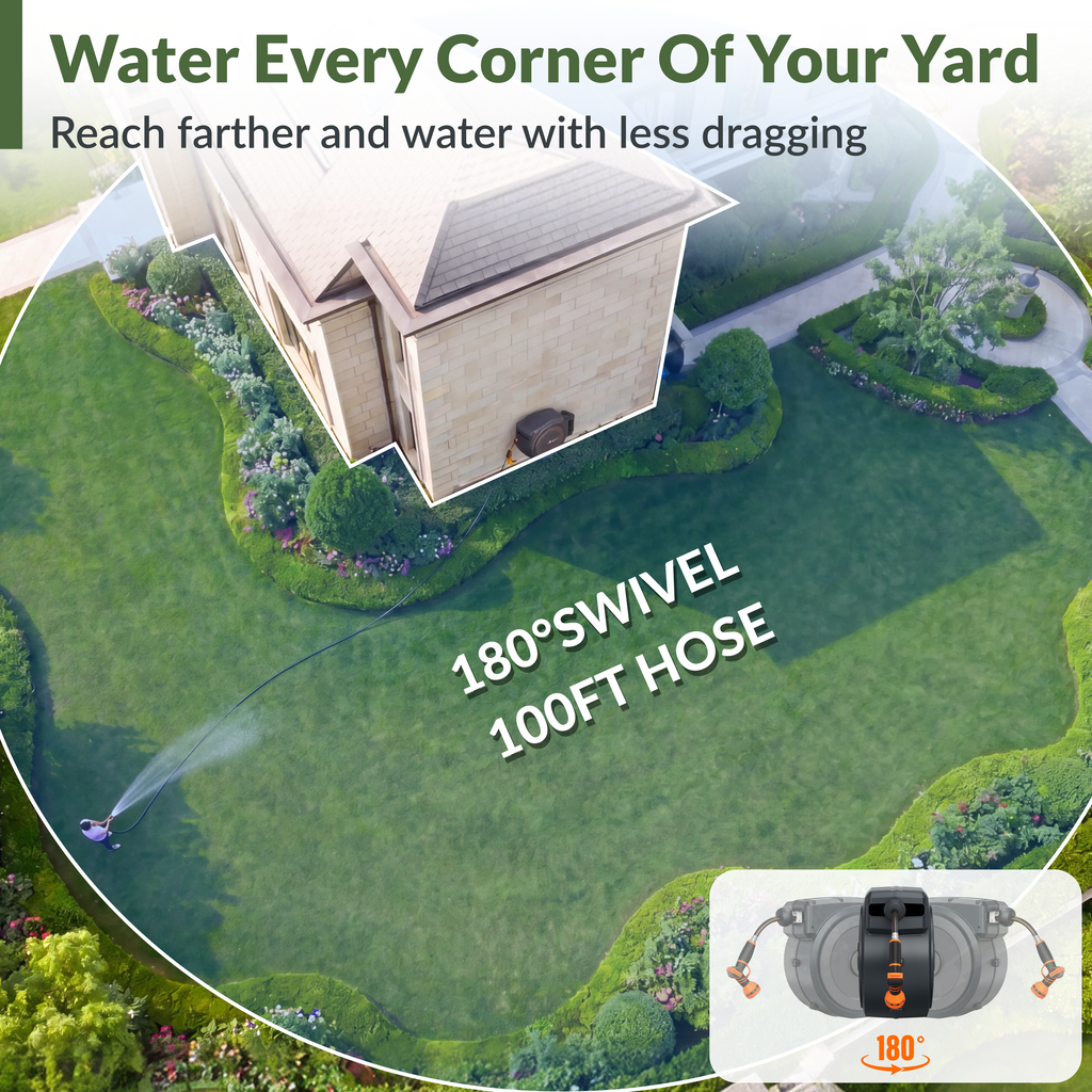 Retractable Garden Hose Reel-1/2in-100ft