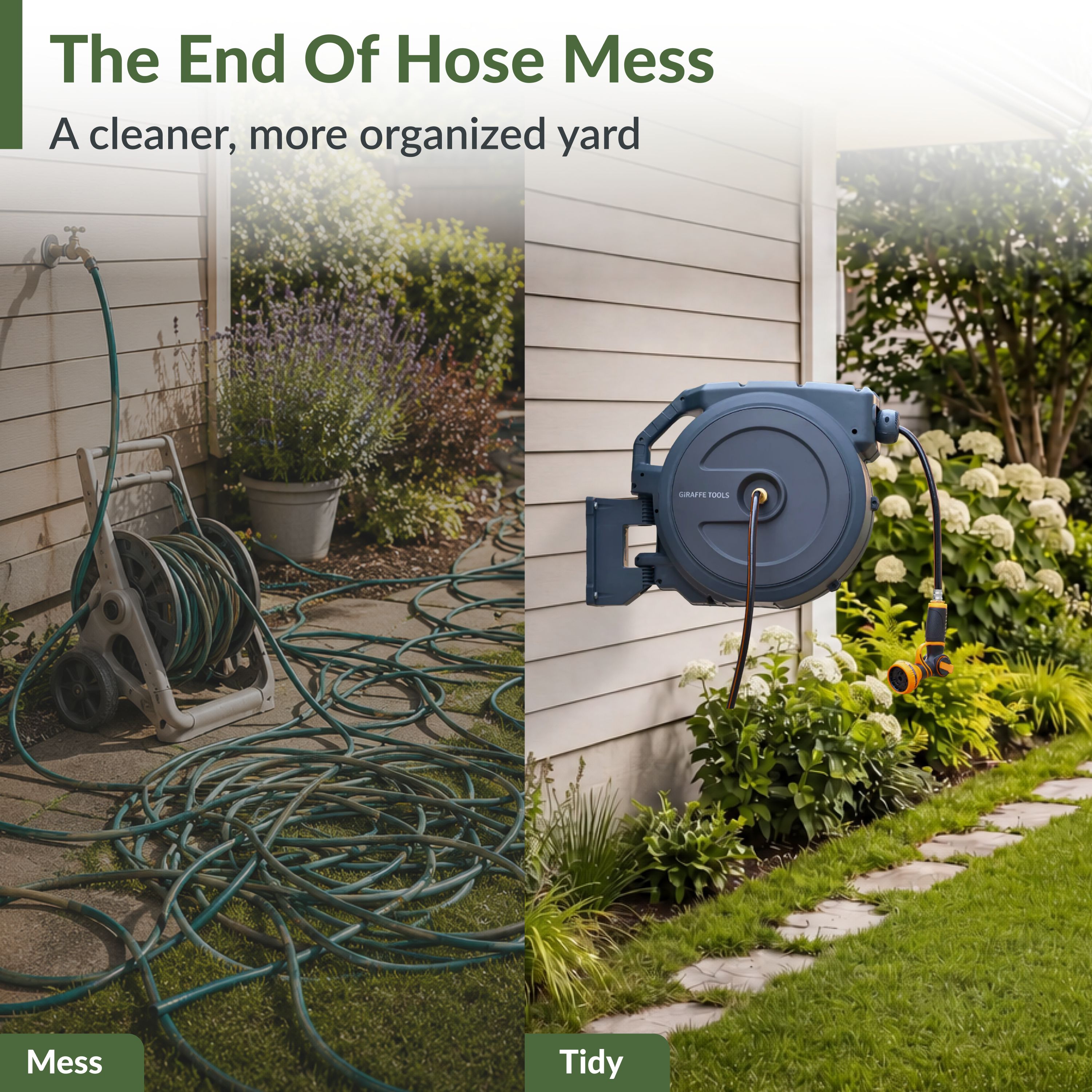 Retractable Garden Hose Reel-5/8in-90ft