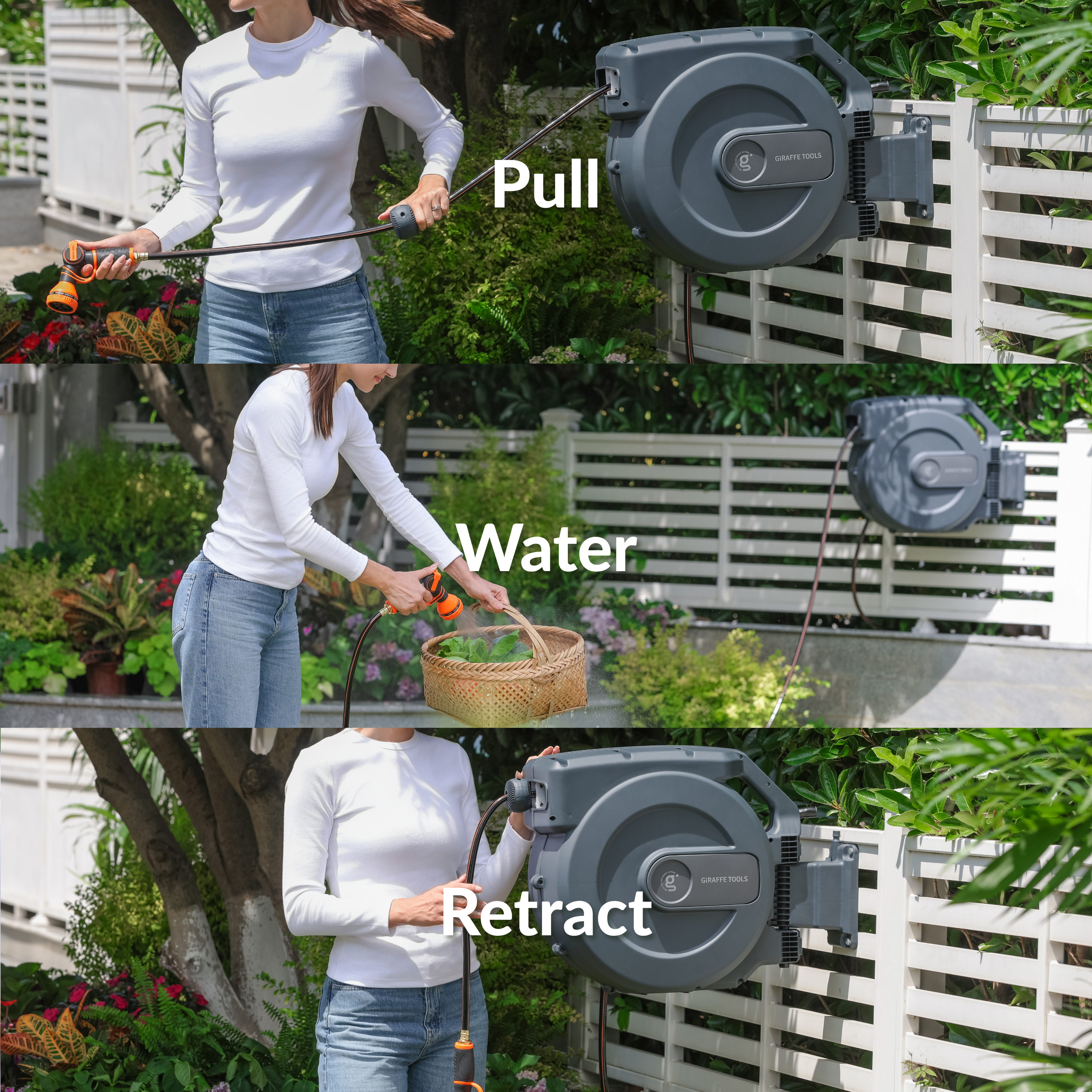 Retractable Garden Hose Reel-1/2in-155ft