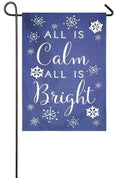 All Is Calm Christmas Garden Flag 2 Sided Snowflakes