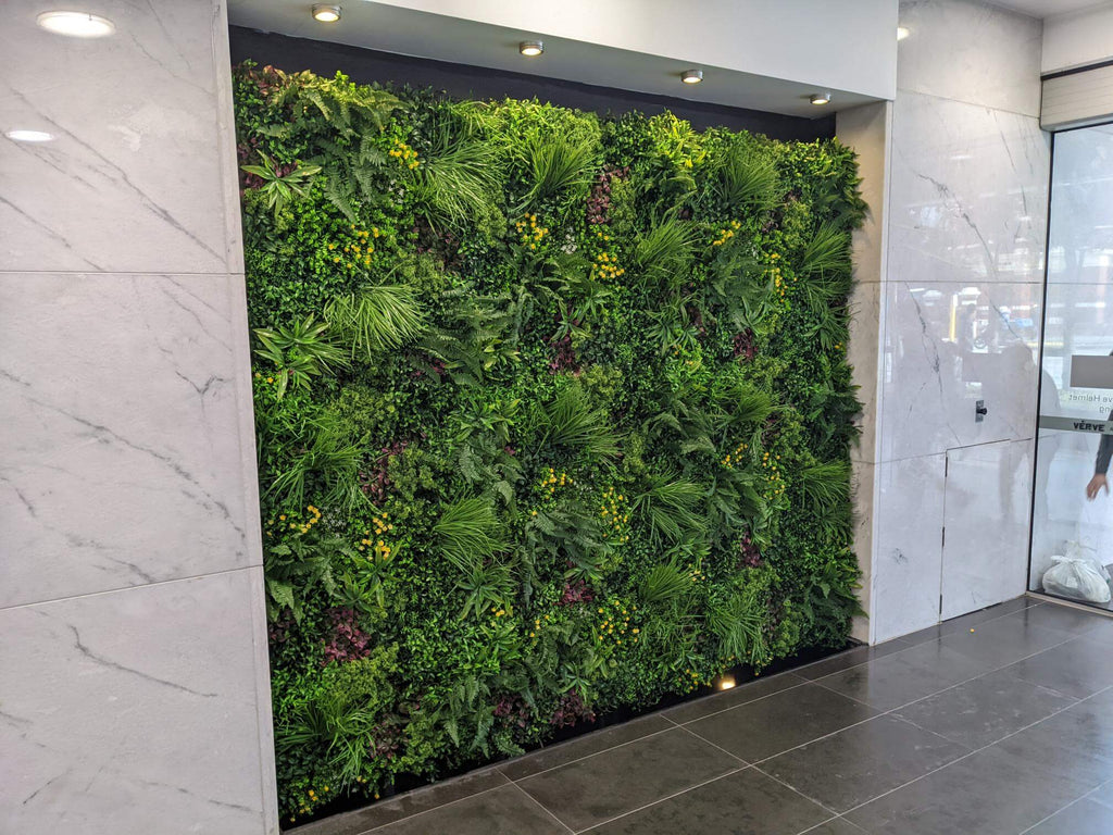 Country Fern Artificial Vertical Garden Green Wall Panel 40×40in 11 SQ FT – UV Resistant – Commercial Grade