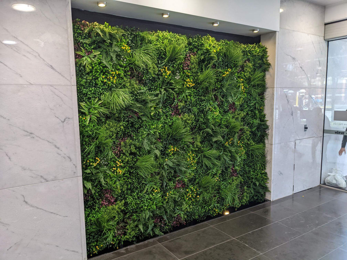 Country Fern Artificial Vertical Garden Green Wall Panel 40×40in 11 SQ FT – UV Resistant – Commercial Grade