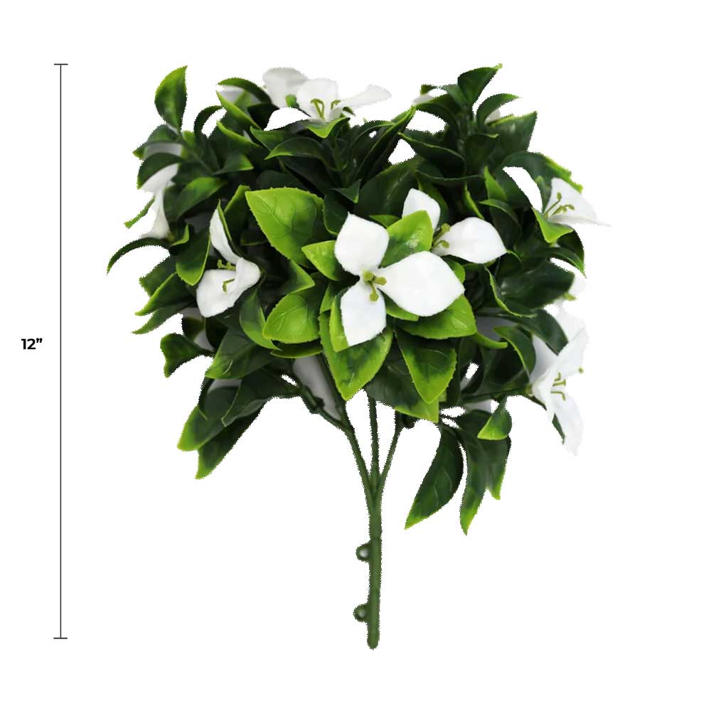 White Bougainvillea Flower Stem 12in – UV Resistant