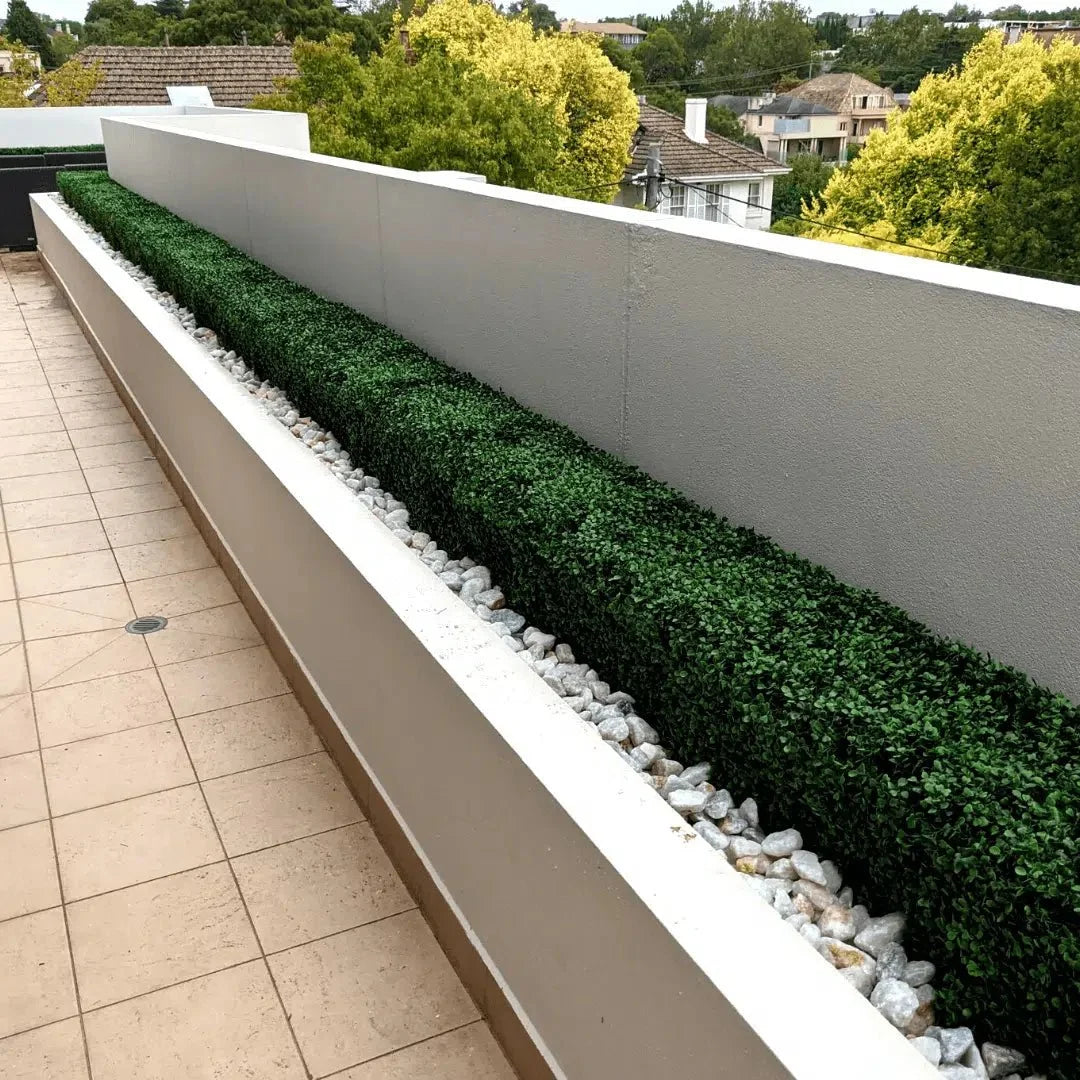 Dark Boxwood Artificial Hedge 40×10in – UV Resistant – Commercial Grade